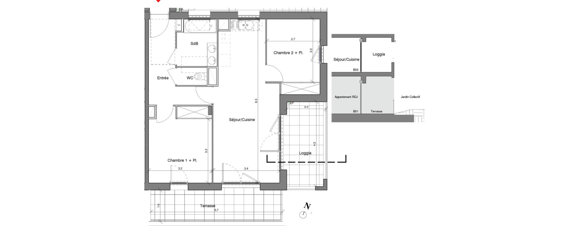 Appartement T3 de 60,20 m2 &agrave; V&eacute;nissieux Centre