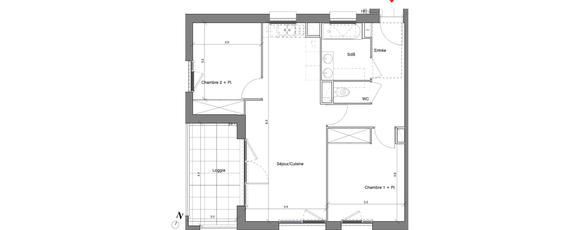 Appartement T3 de 61,00 m2 &agrave; V&eacute;nissieux Centre