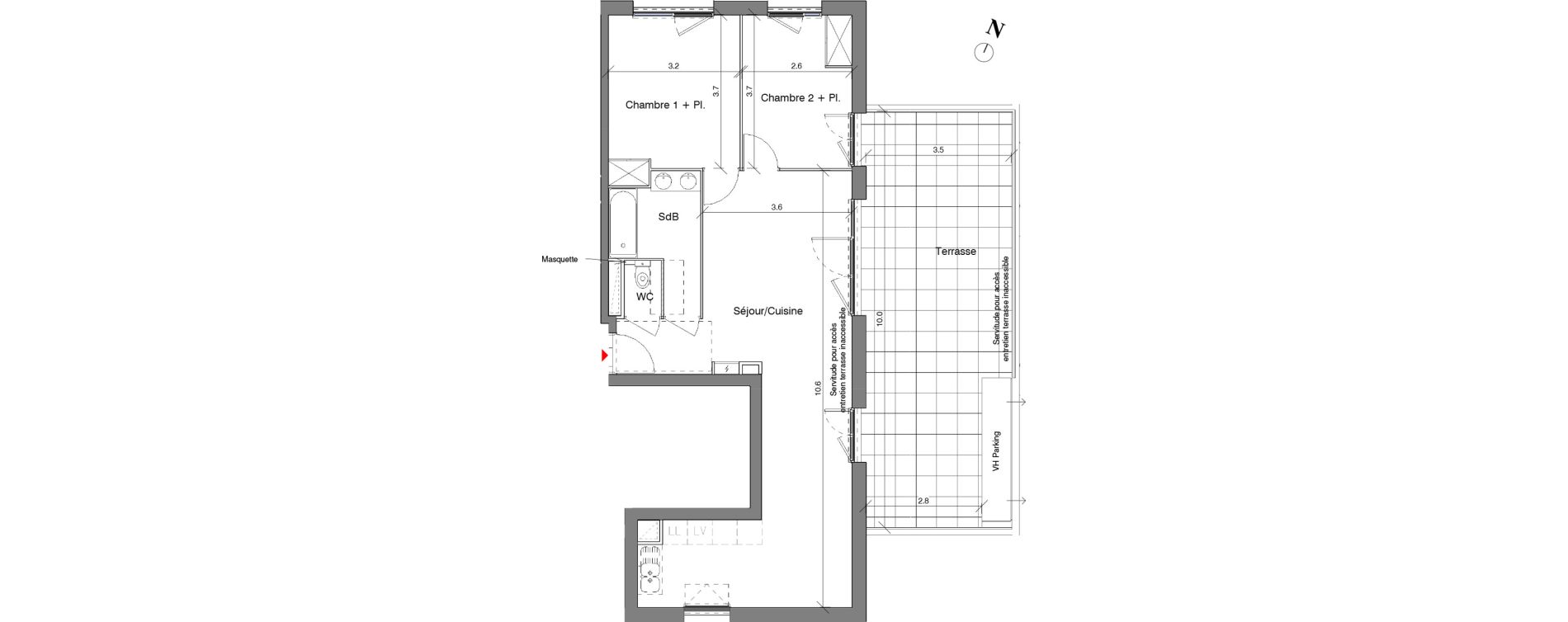 Appartement T3 de 67,30 m2 &agrave; V&eacute;nissieux Centre