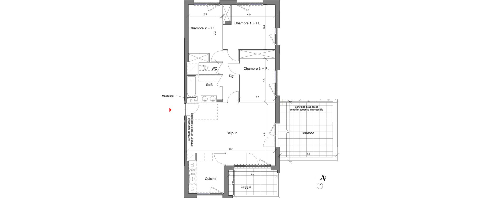 Appartement T4 de 83,40 m2 &agrave; V&eacute;nissieux Centre