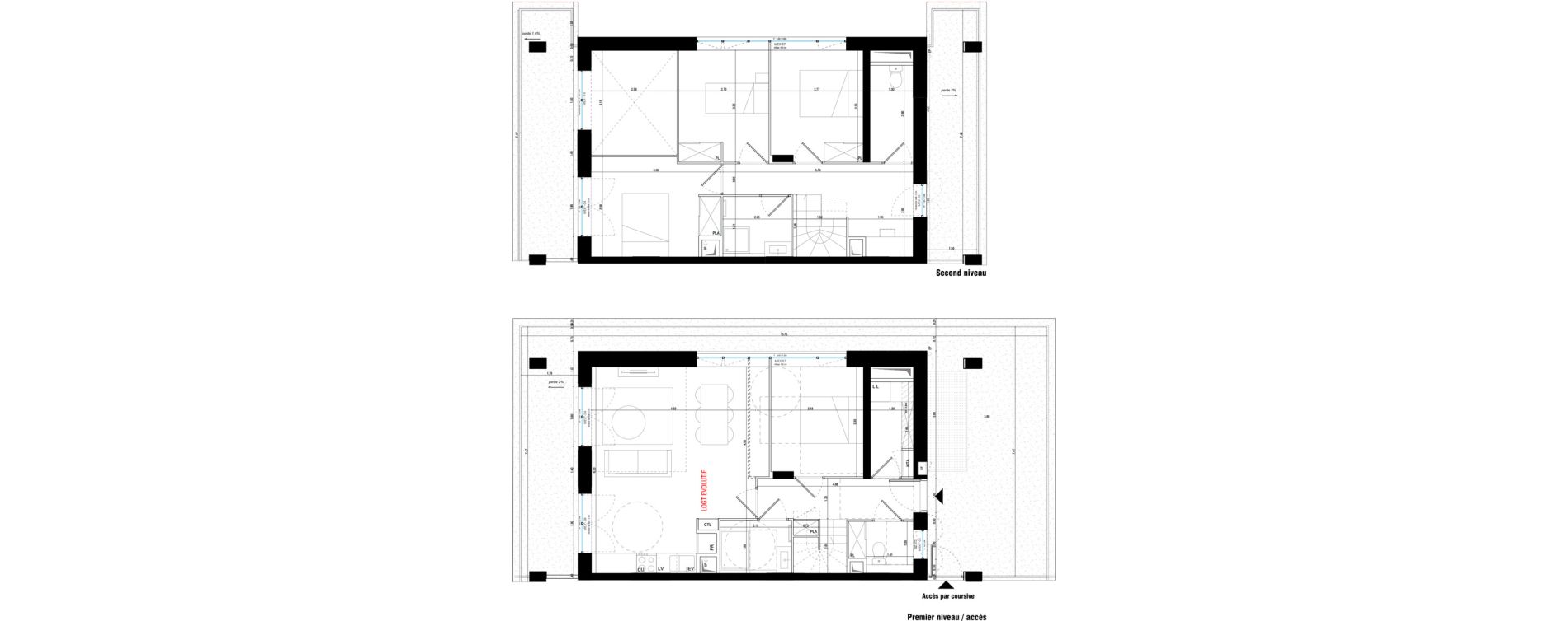 Duplex T5 de 100,70 m2 &agrave; V&eacute;nissieux Grand parilly