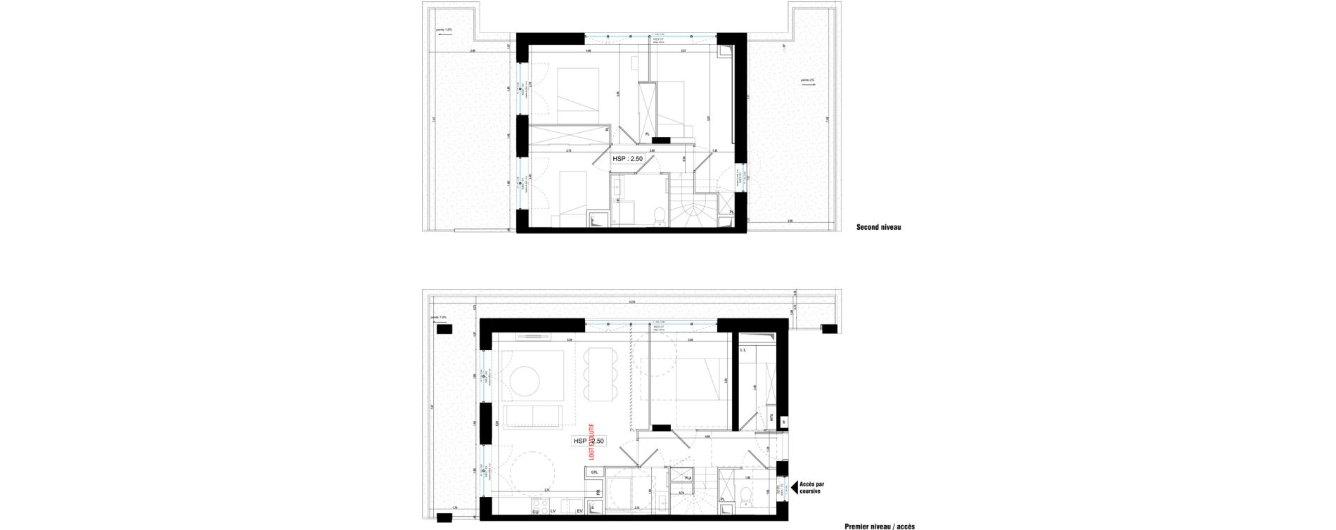 Duplex T5 de 92,00 m2 &agrave; V&eacute;nissieux Grand parilly