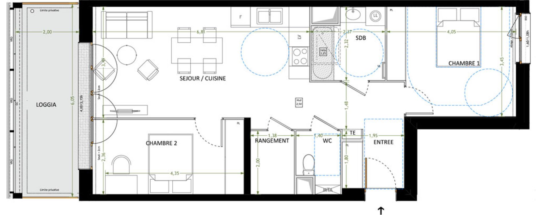 Appartement T3 de 68,90 m2 &agrave; V&eacute;nissieux Grand parilly