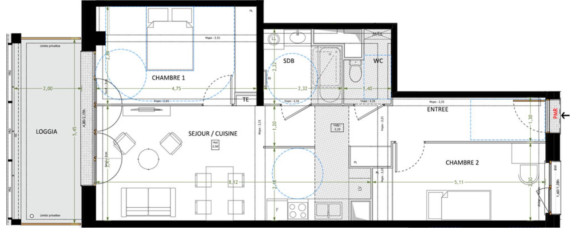 Appartement T3 de 66,30 m2 &agrave; V&eacute;nissieux Grand parilly