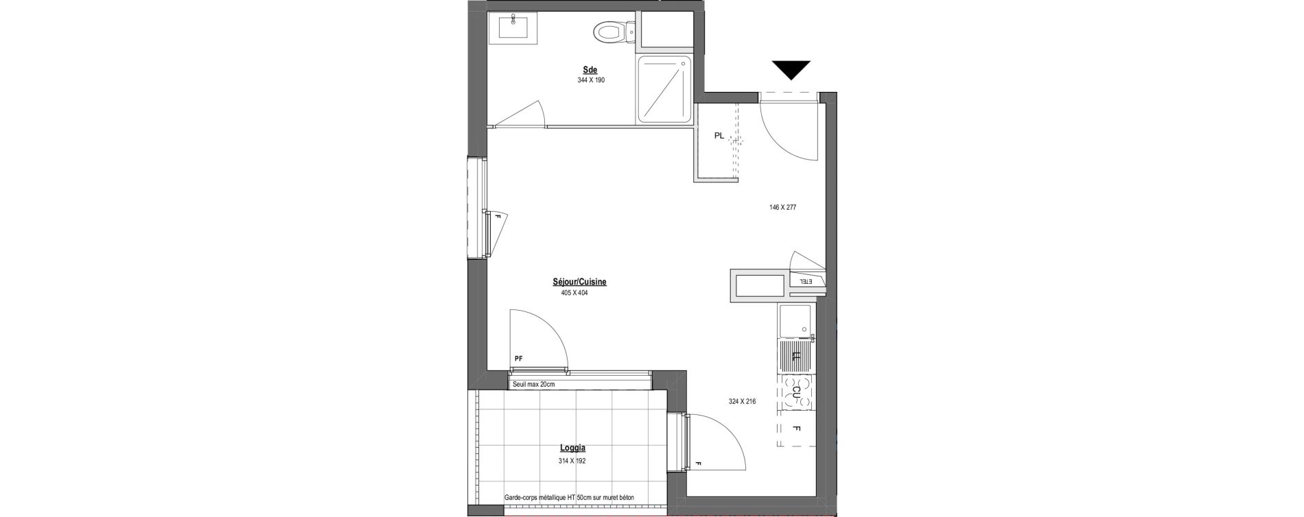 Appartement T1 de 32,87 m2 &agrave; V&eacute;nissieux Ernest renan