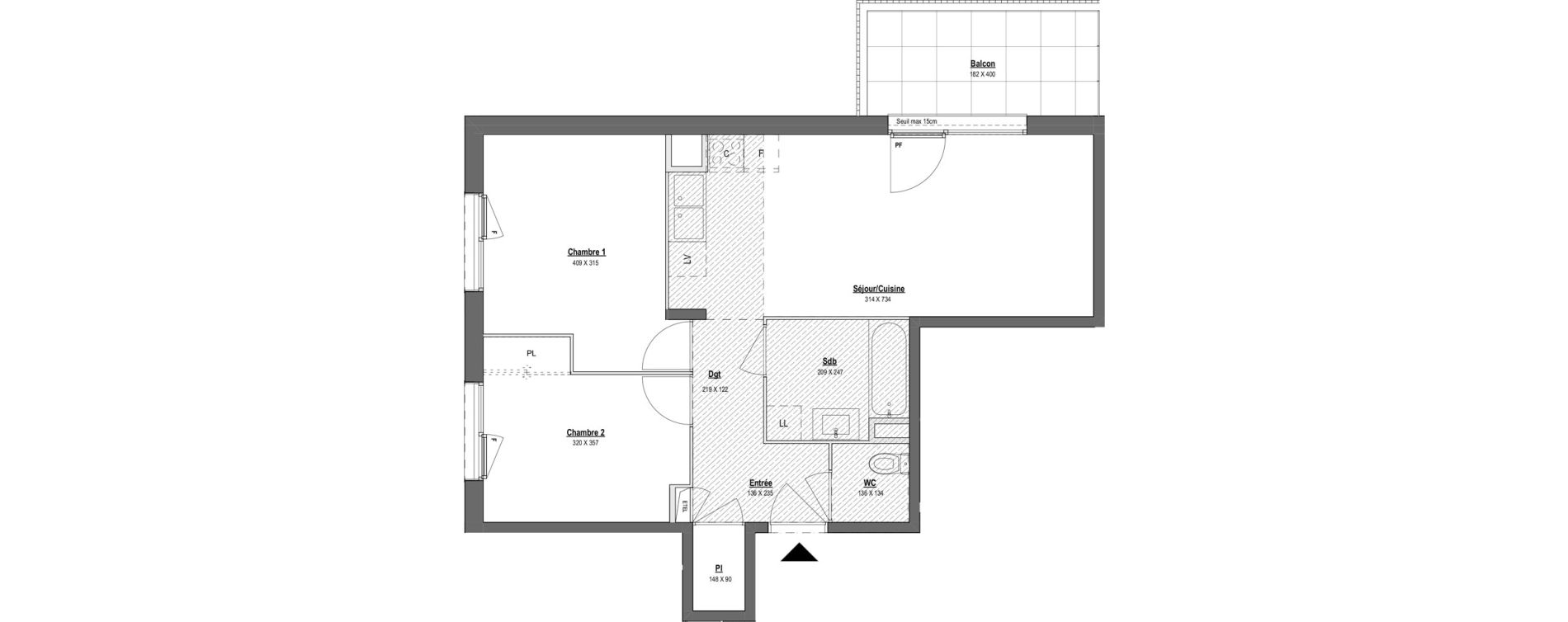 Appartement T3 de 58,59 m2 &agrave; V&eacute;nissieux Ernest renan