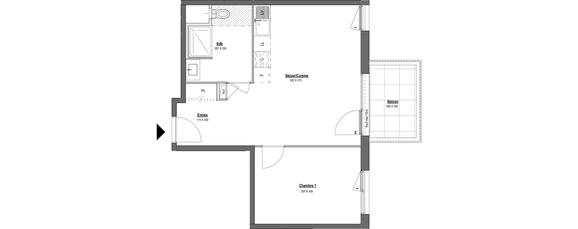 Appartement T2 de 47,87 m2 &agrave; V&eacute;nissieux Ernest renan