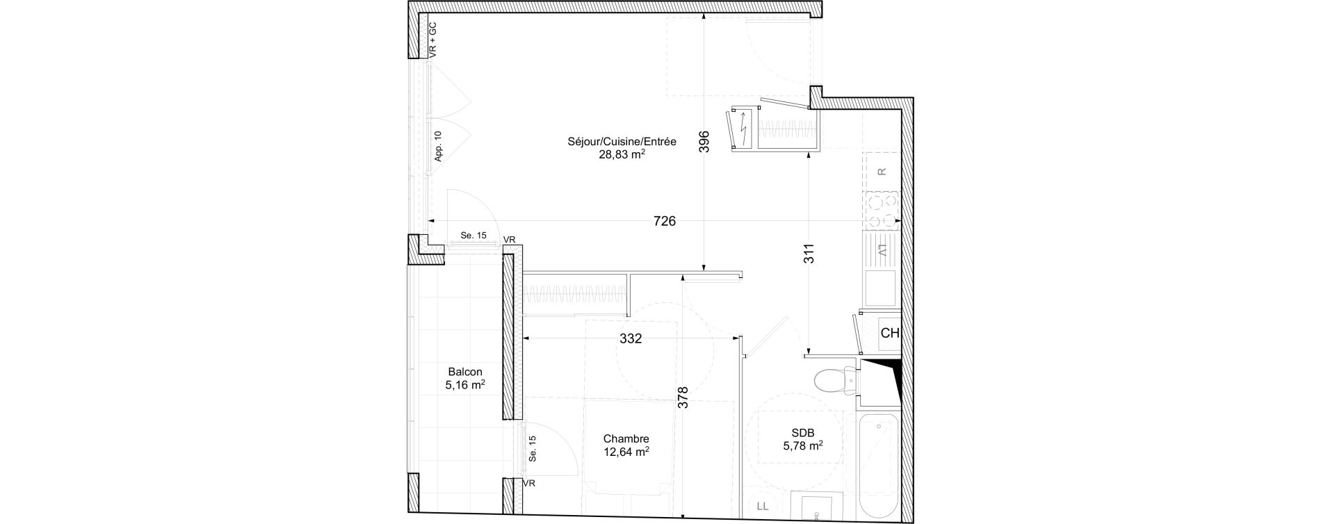 Appartement T2 de 47,25 m2 &agrave; V&eacute;nissieux Paul bert - venissieux