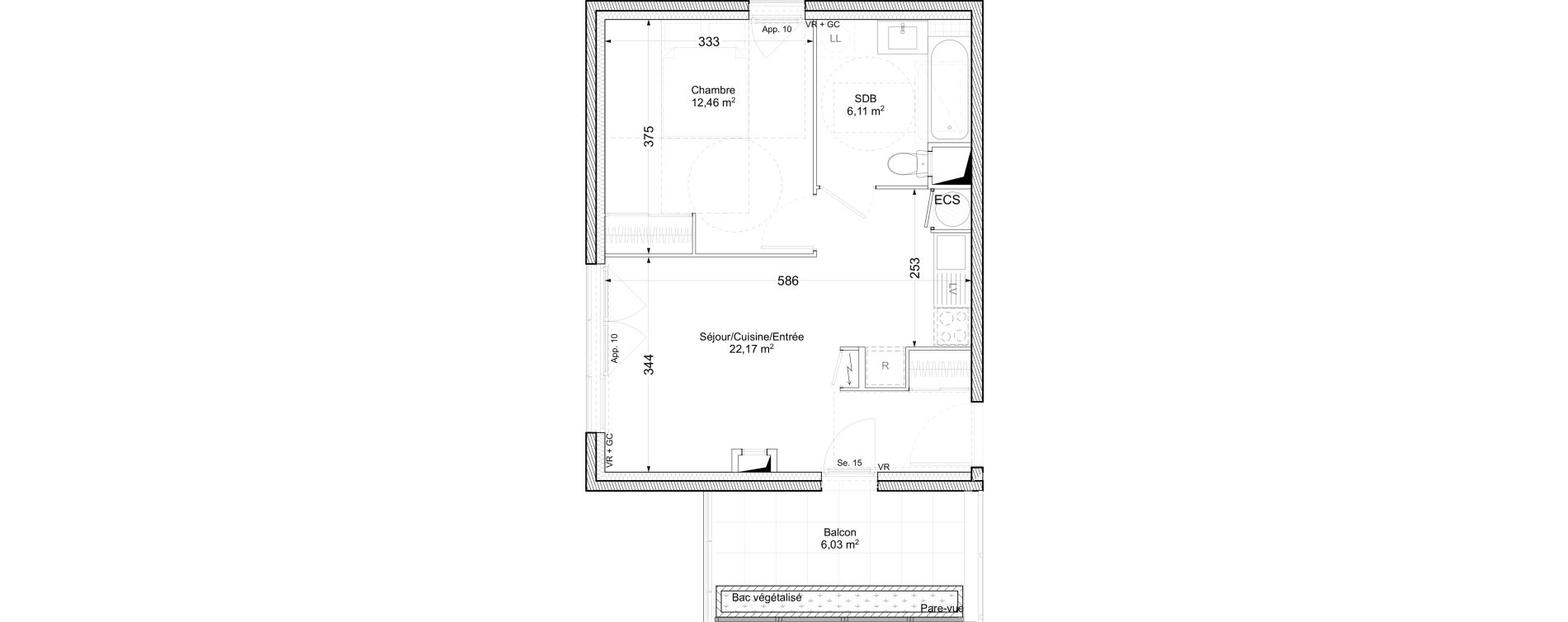 Appartement T2 de 40,74 m2 &agrave; V&eacute;nissieux Paul bert - venissieux