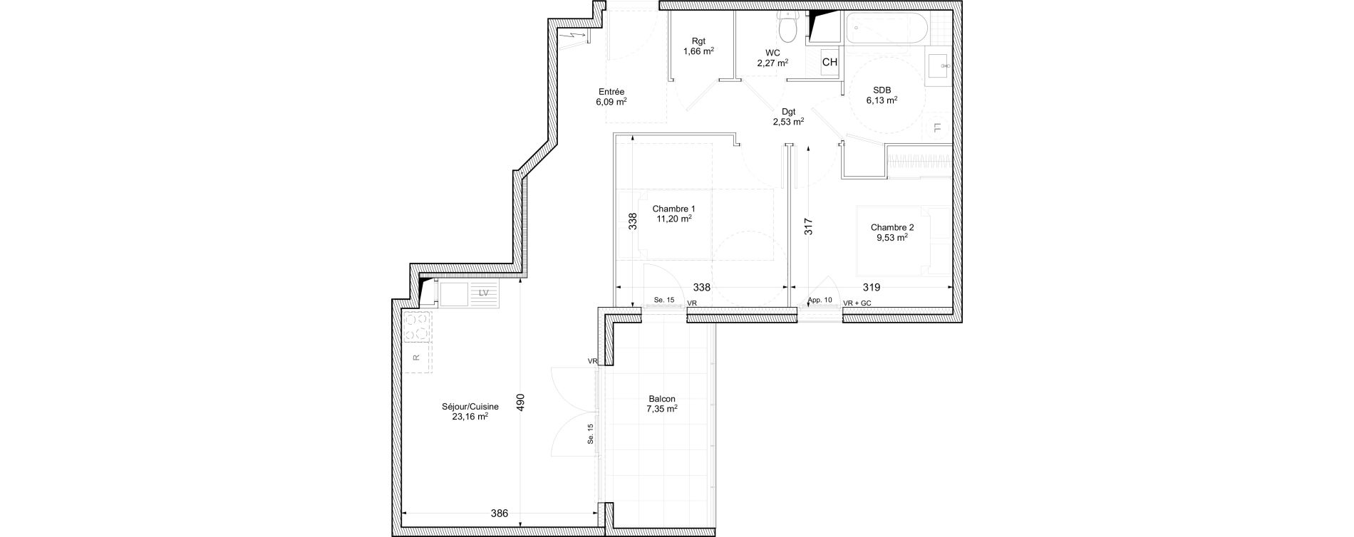 Appartement T3 de 62,57 m2 &agrave; V&eacute;nissieux Paul bert - venissieux