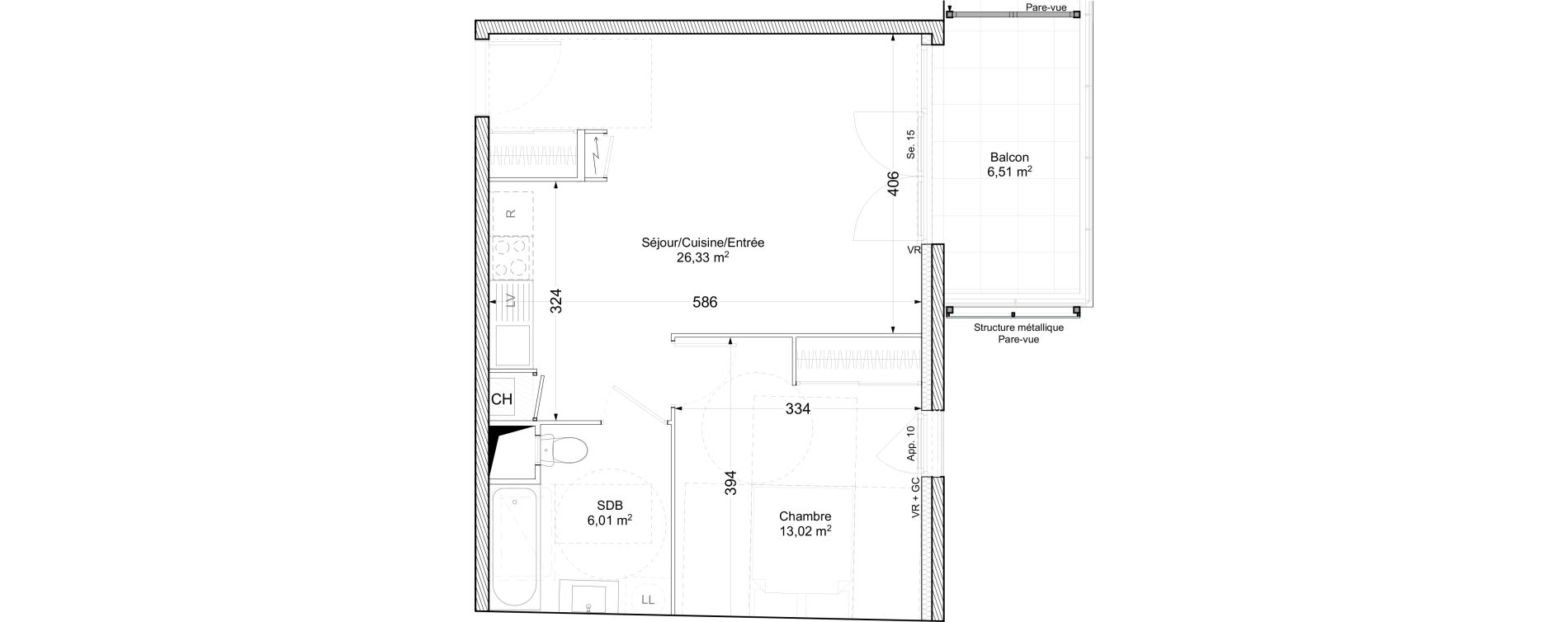 Appartement T2 de 45,36 m2 &agrave; V&eacute;nissieux Paul bert - venissieux