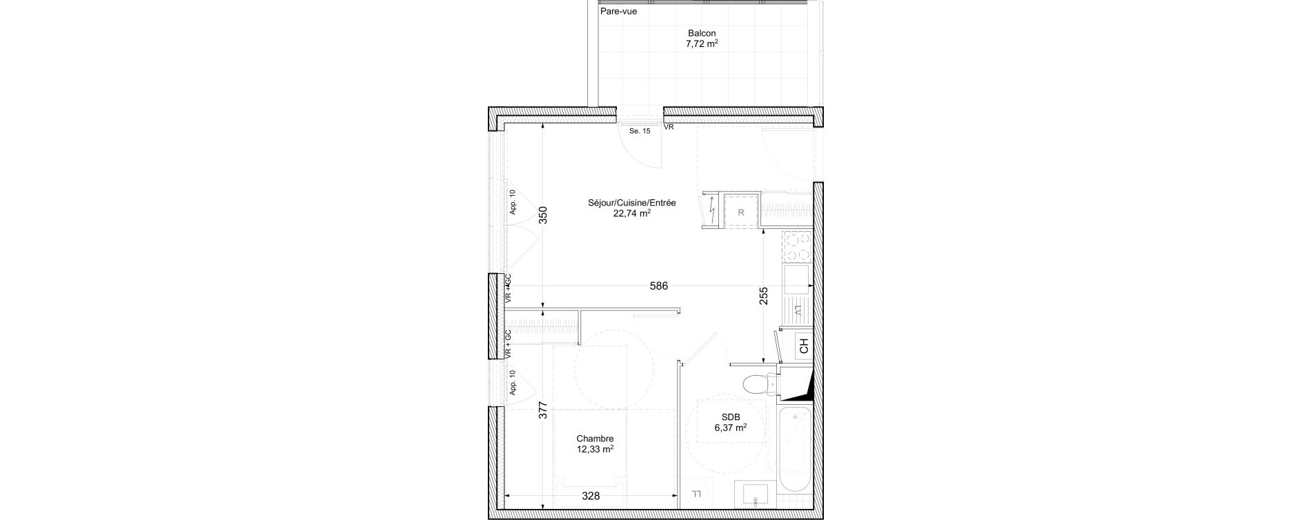Appartement T2 de 41,44 m2 &agrave; V&eacute;nissieux Paul bert - venissieux