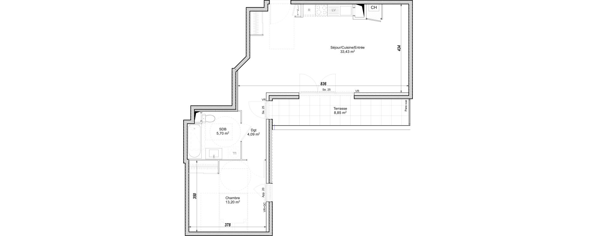 Appartement T2 de 56,42 m2 &agrave; V&eacute;nissieux Paul bert - venissieux
