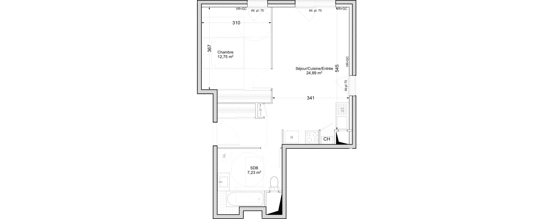 Appartement T2 de 44,87 m2 &agrave; V&eacute;nissieux Paul bert - venissieux