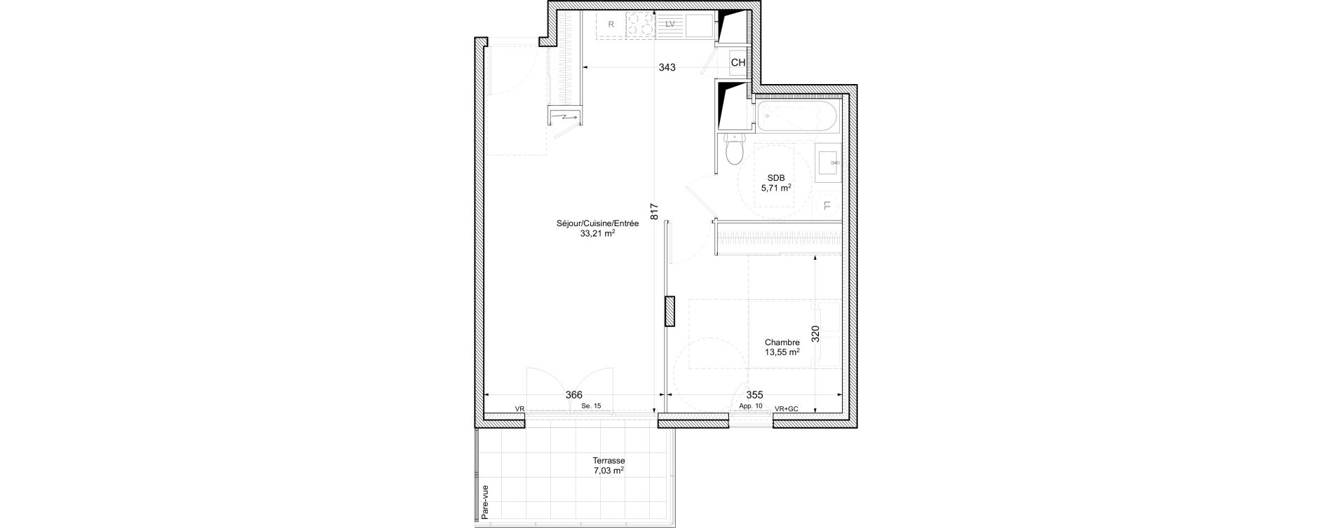 Appartement T2 de 52,47 m2 &agrave; V&eacute;nissieux Paul bert - venissieux