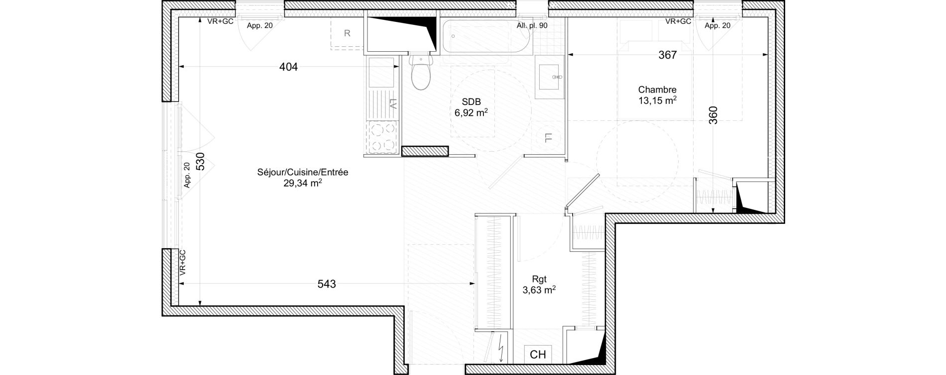 Appartement T2 de 53,04 m2 &agrave; V&eacute;nissieux Paul bert - venissieux