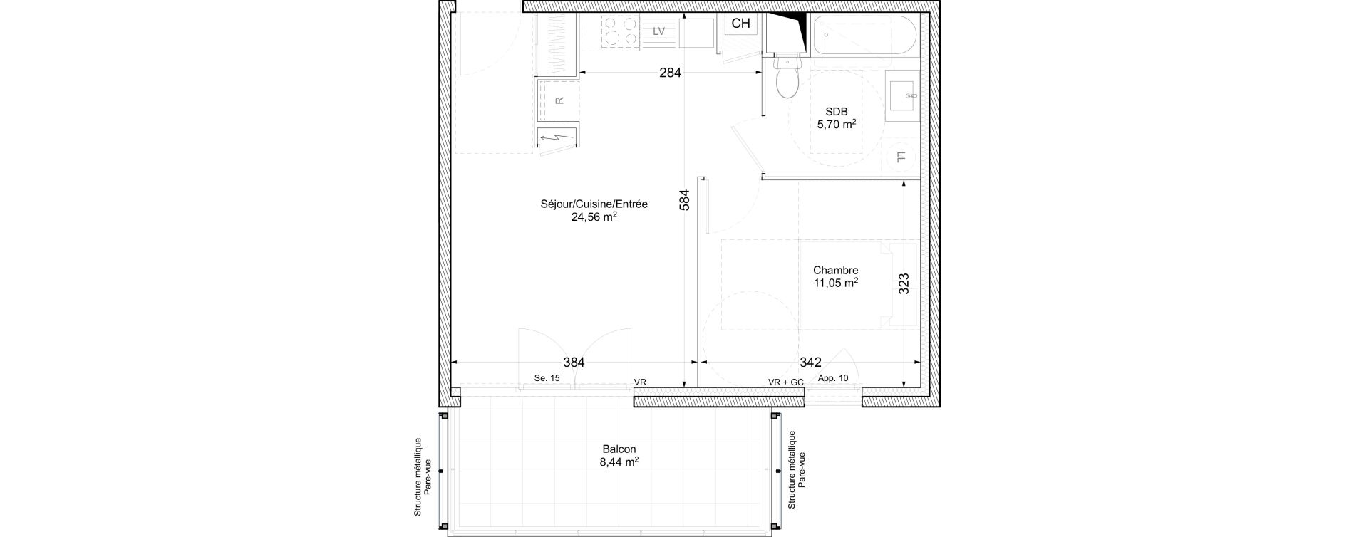 Appartement T2 de 41,31 m2 &agrave; V&eacute;nissieux Paul bert - venissieux