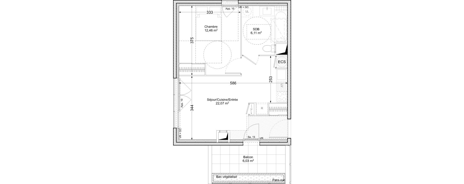 Appartement T2 de 40,64 m2 &agrave; V&eacute;nissieux Paul bert - venissieux