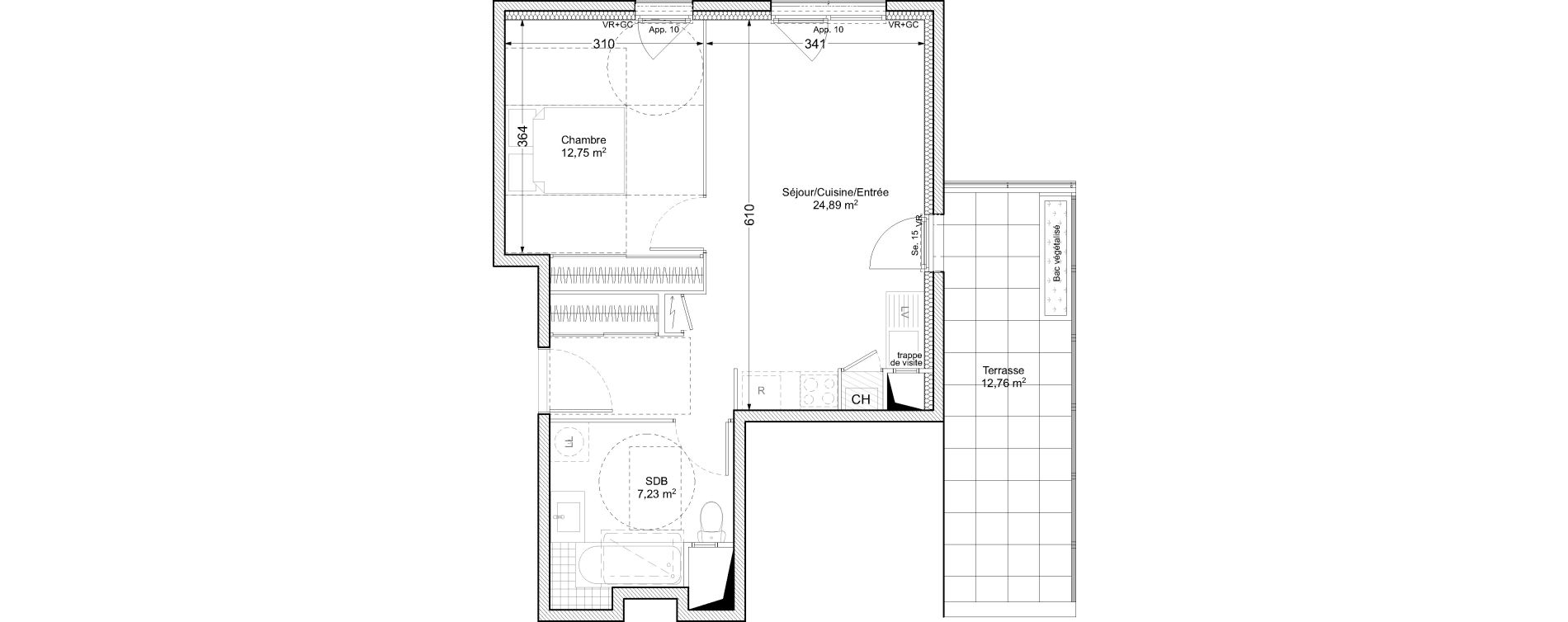 Appartement T2 de 44,87 m2 &agrave; V&eacute;nissieux Paul bert - venissieux