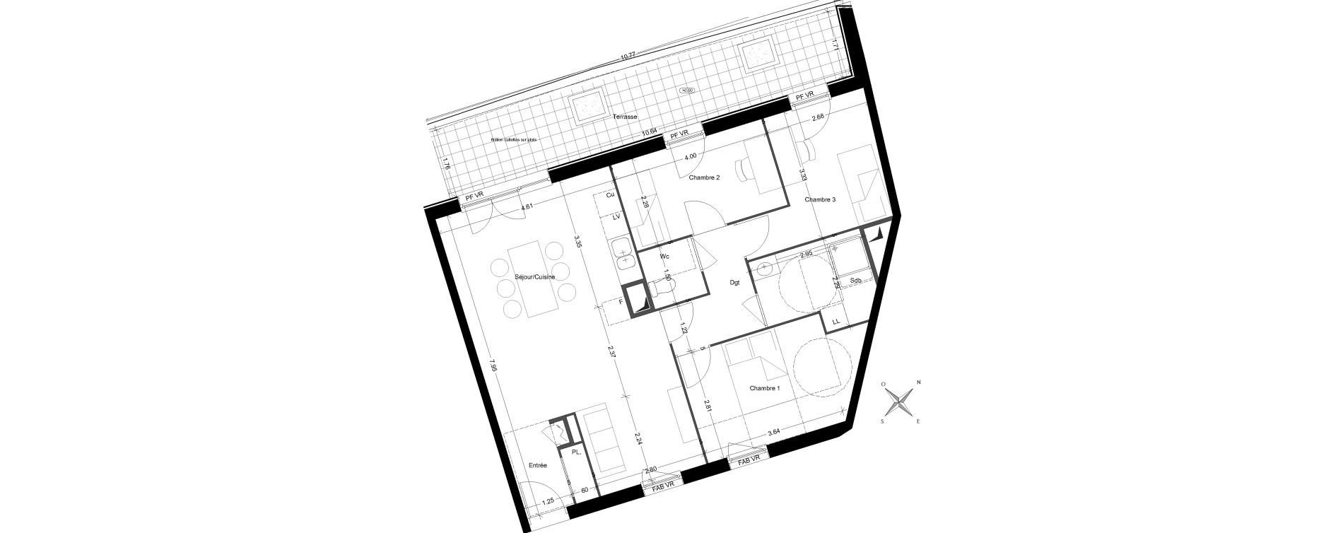 Appartement T4 de 79,70 m2 &agrave; V&eacute;nissieux Grand parilly