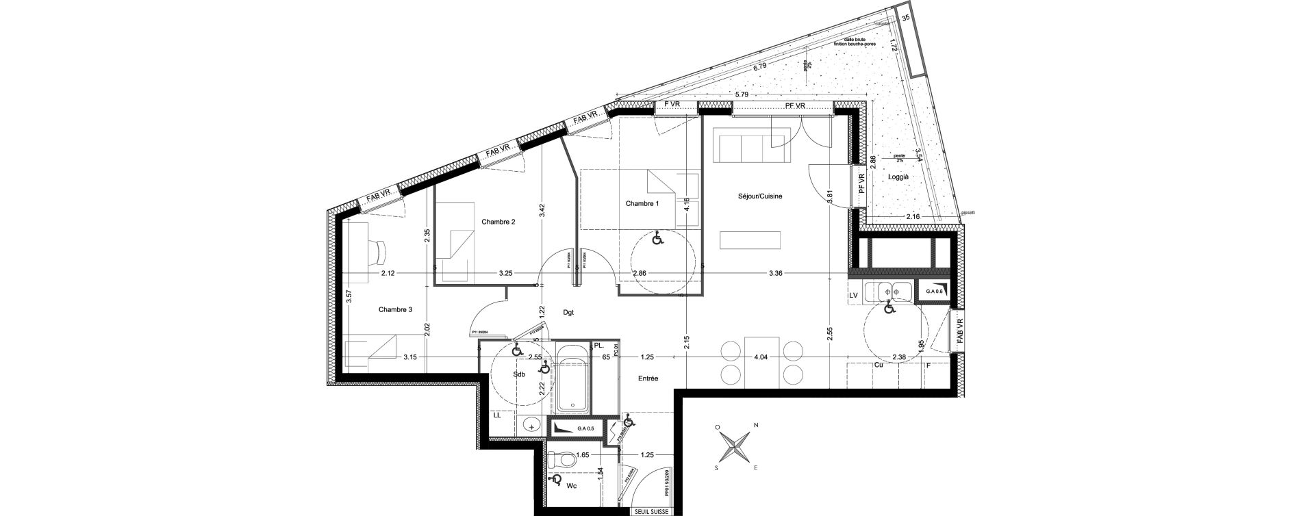 Appartement T4 de 78,50 m2 &agrave; V&eacute;nissieux Grand parilly