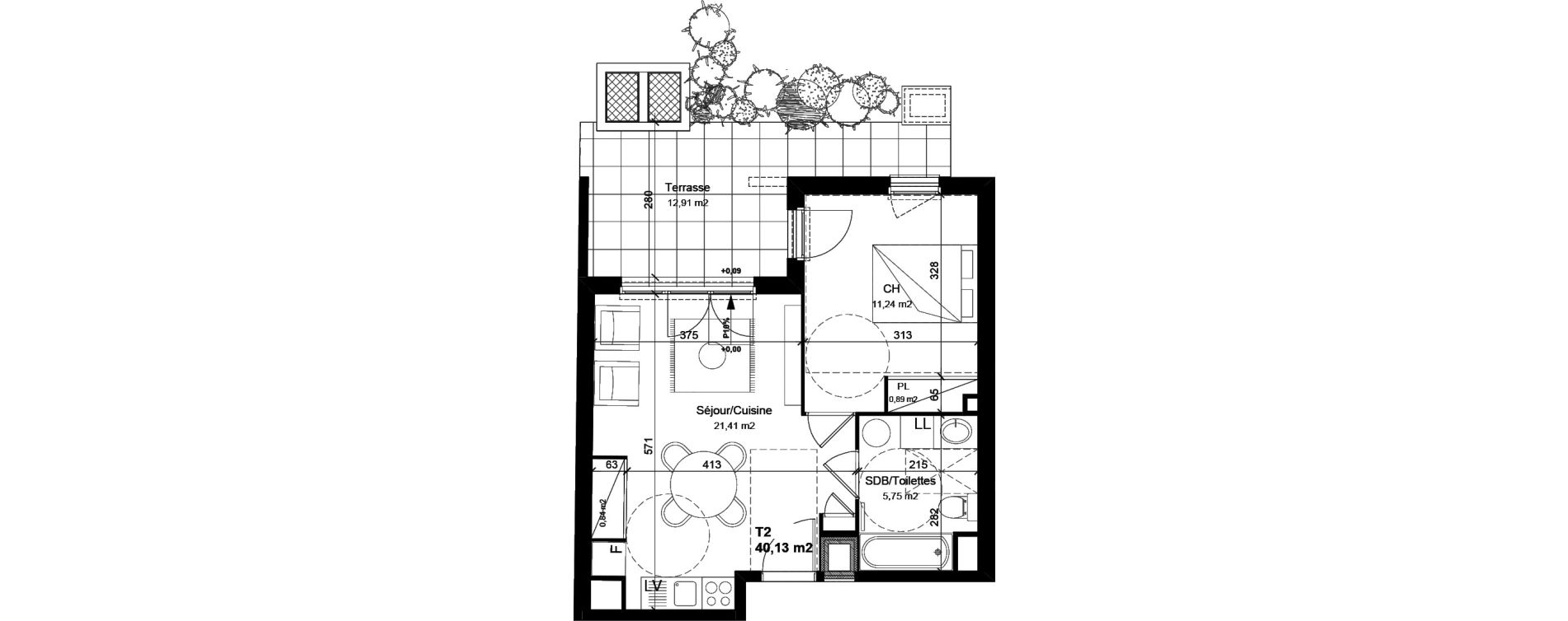 Appartement T2 de 40,13 m2 &agrave; V&eacute;nissieux Centre