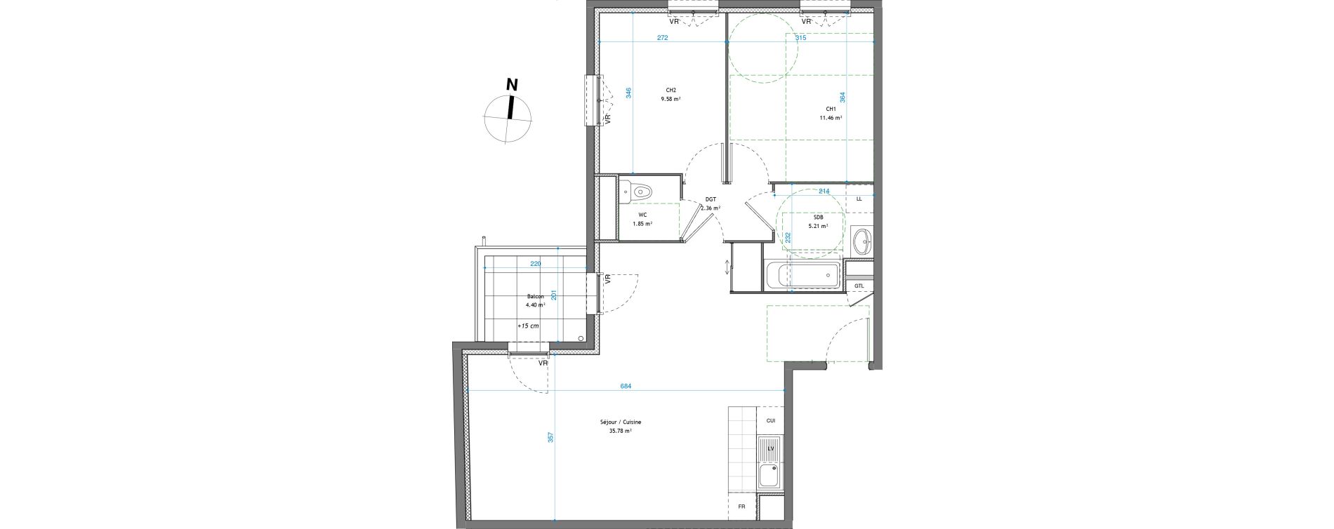 Appartement T3 de 66,24 m2 &agrave; V&eacute;nissieux Venissieux centre