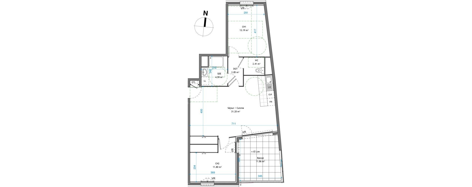 Appartement T3 de 66,04 m2 &agrave; V&eacute;nissieux Venissieux centre