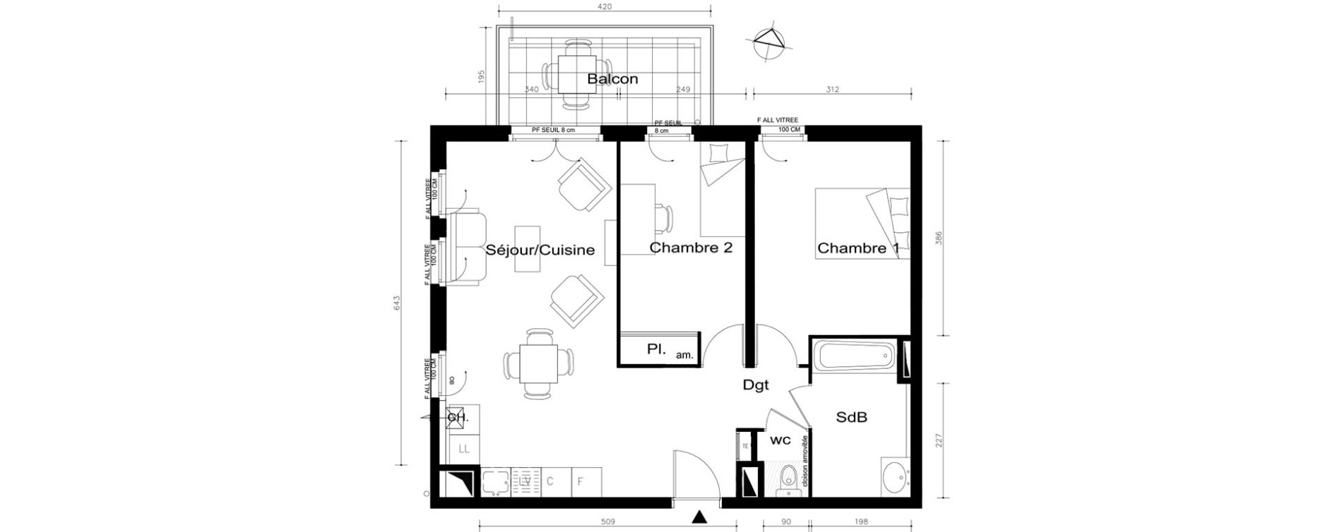 Appartement T3 de 62,45 m2 &agrave; V&eacute;nissieux Centre
