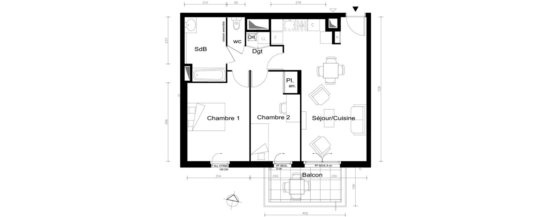 Appartement T3 de 62,35 m2 &agrave; V&eacute;nissieux Centre