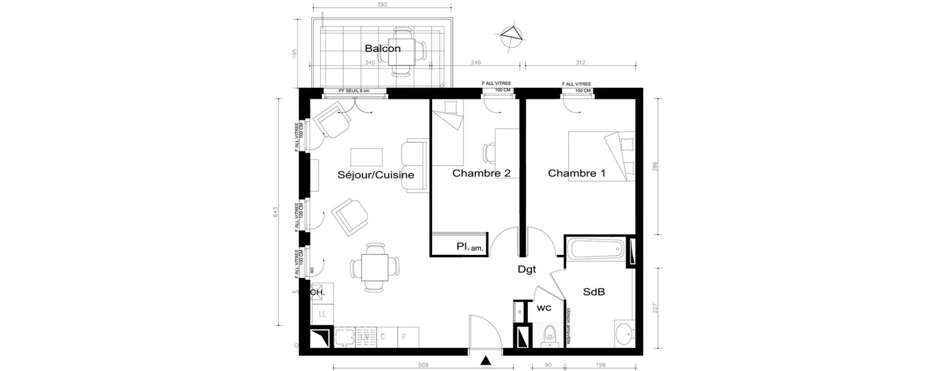 Appartement T3 de 62,45 m2 &agrave; V&eacute;nissieux Centre