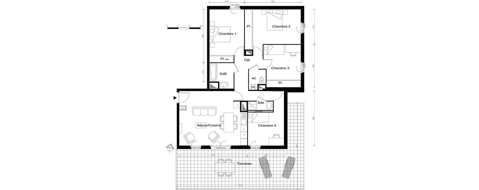Appartement T5 de 103,05 m2 &agrave; V&eacute;nissieux Centre