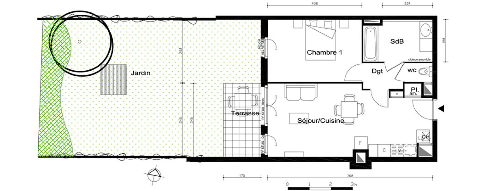 Appartement T2 de 46,65 m2 &agrave; V&eacute;nissieux Centre