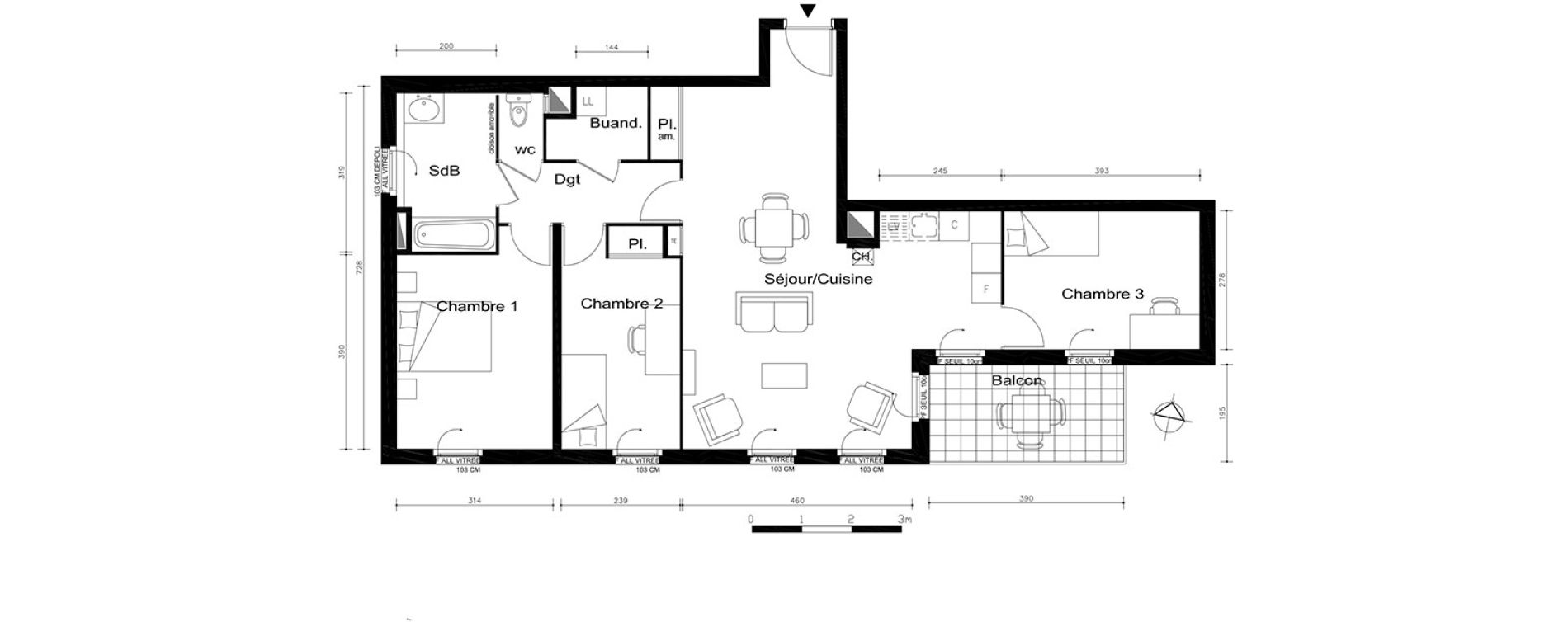 Appartement T4 de 85,15 m2 &agrave; V&eacute;nissieux Centre