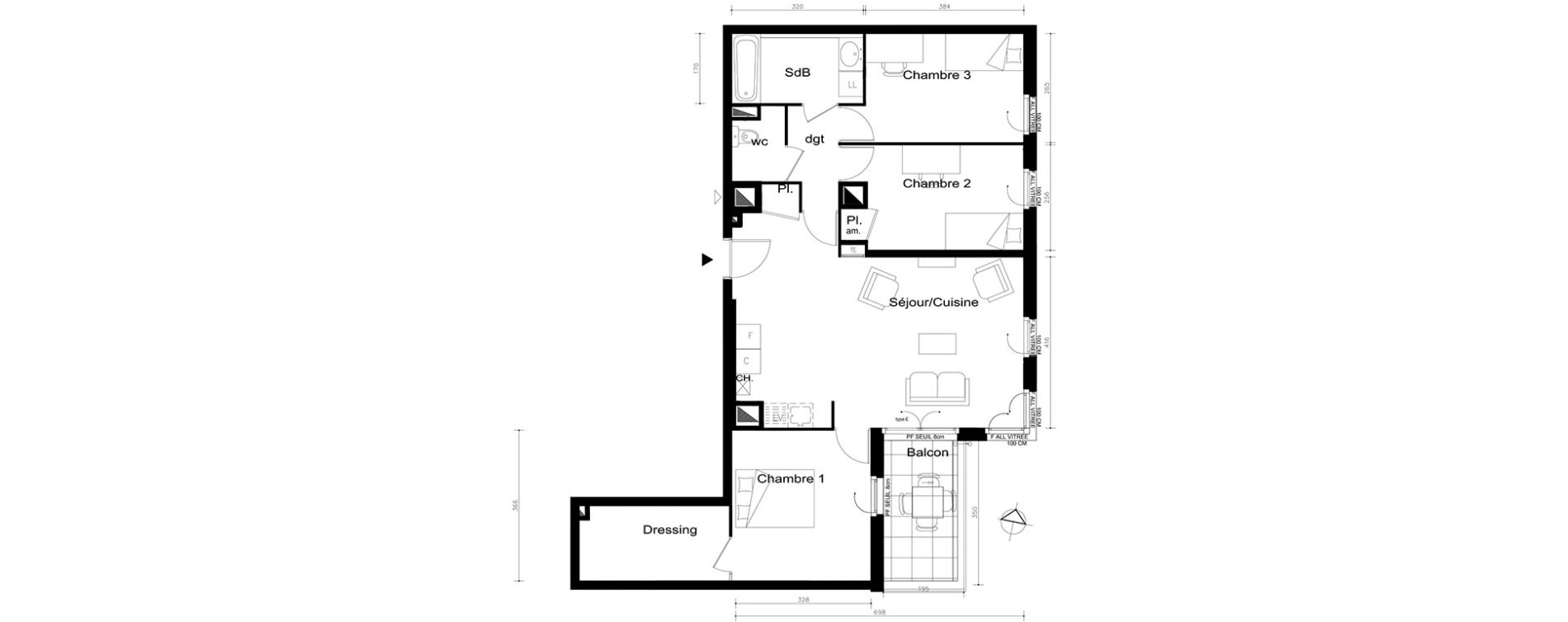 Appartement T4 de 82,85 m2 &agrave; V&eacute;nissieux Centre