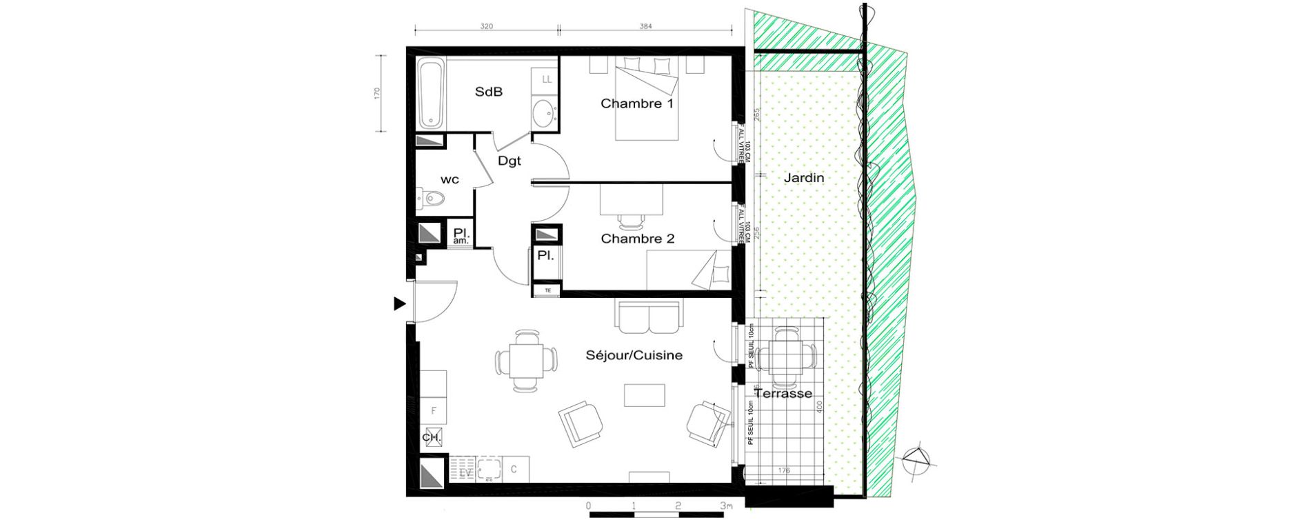 Appartement T3 de 64,05 m2 &agrave; V&eacute;nissieux Centre