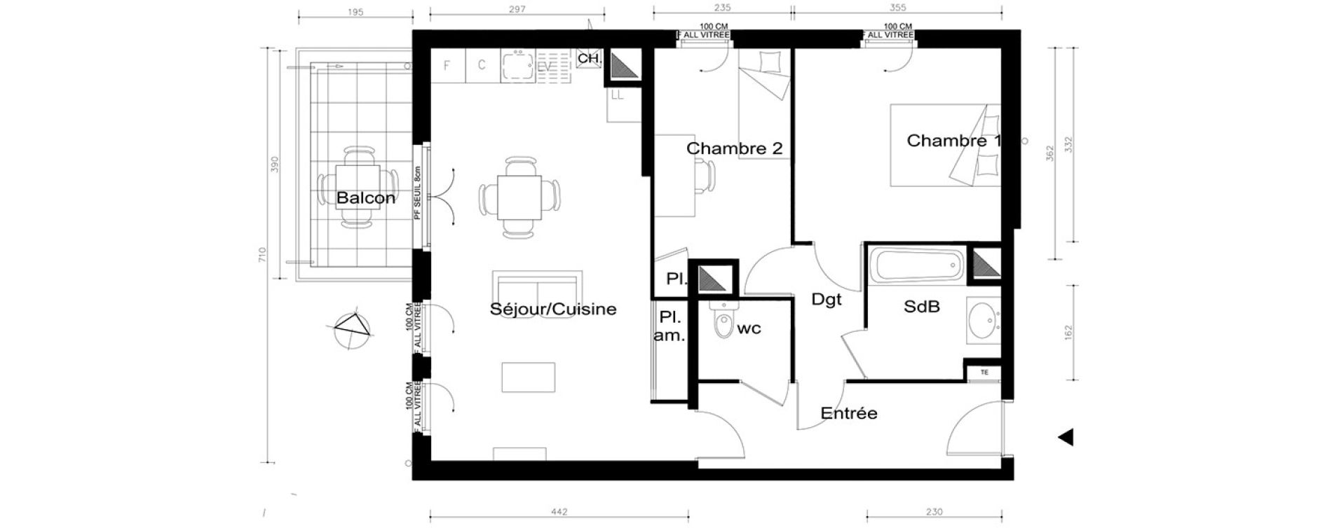 Appartement T3 de 66,20 m2 &agrave; V&eacute;nissieux Centre