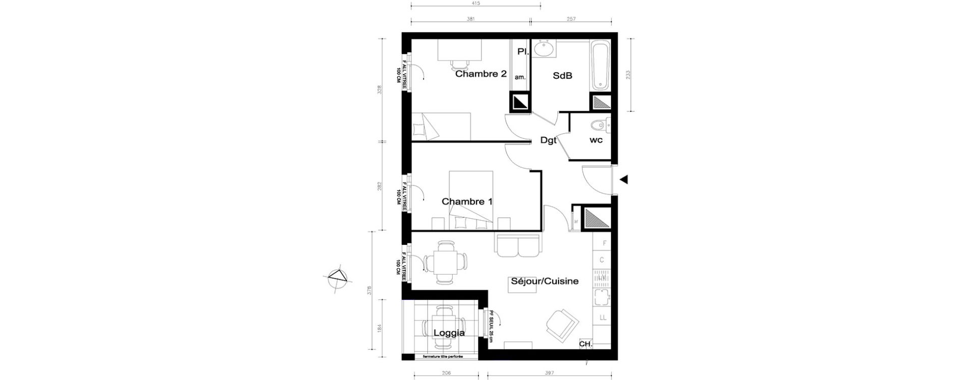 Appartement T3 de 56,20 m2 &agrave; V&eacute;nissieux Centre