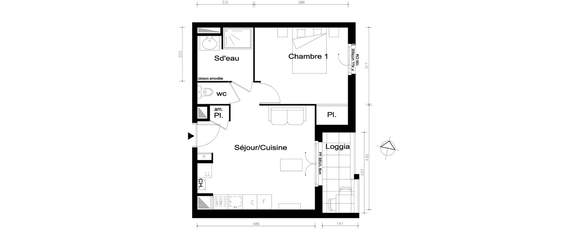 Appartement T2 de 39,90 m2 &agrave; V&eacute;nissieux Centre