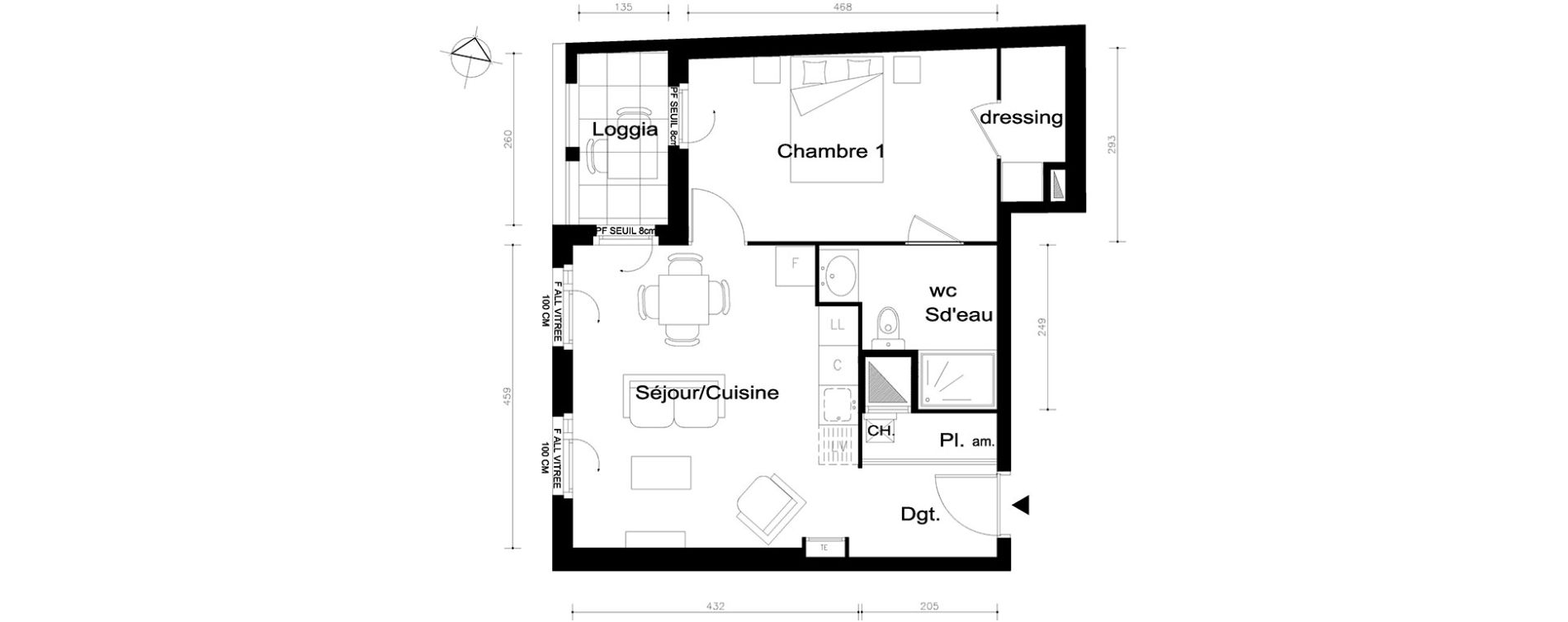 Appartement T2 de 43,90 m2 &agrave; V&eacute;nissieux Centre