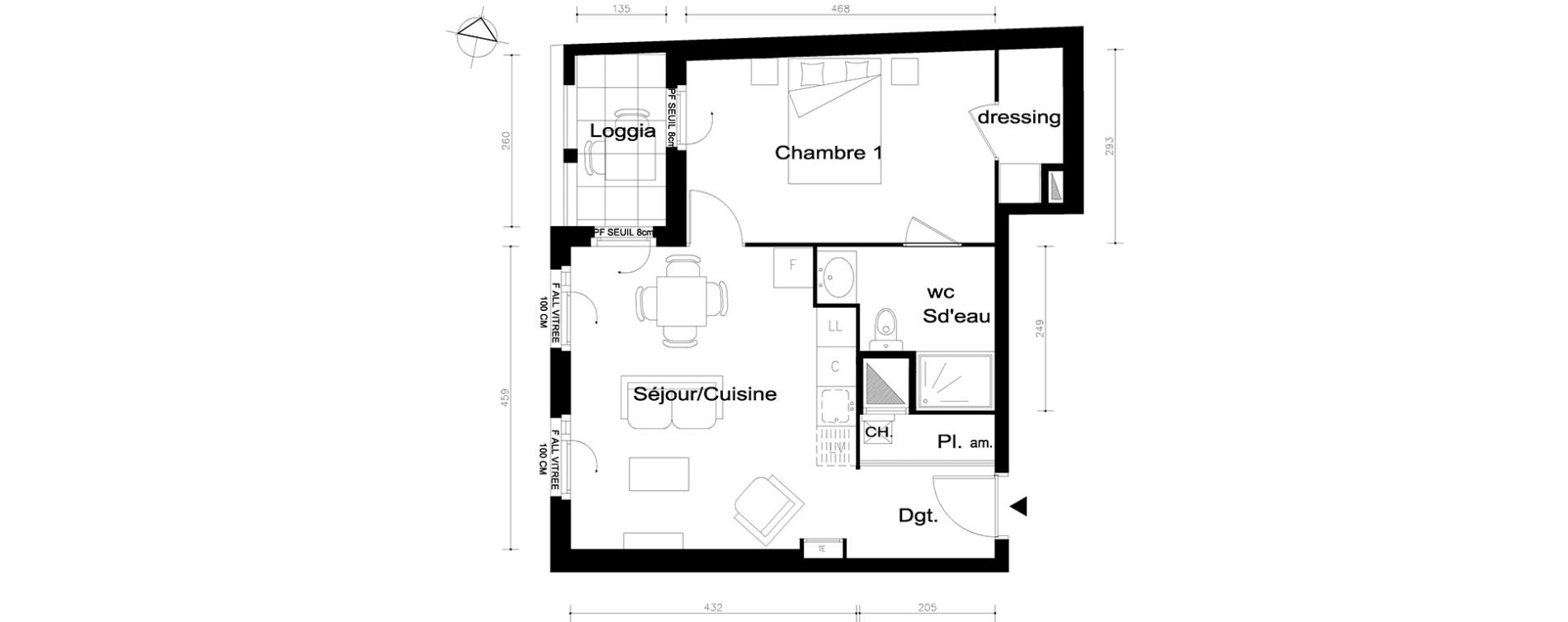 Appartement T2 de 43,90 m2 &agrave; V&eacute;nissieux Centre