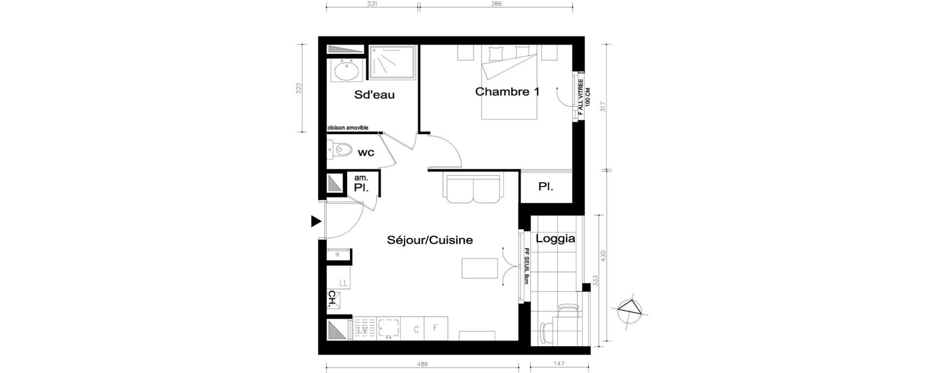 Appartement T2 de 39,90 m2 &agrave; V&eacute;nissieux Centre
