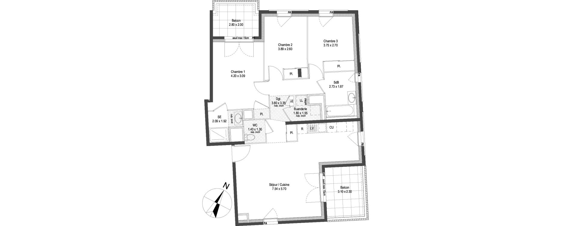 Appartement T4 de 83,45 m2 &agrave; V&eacute;nissieux Moulin a vent