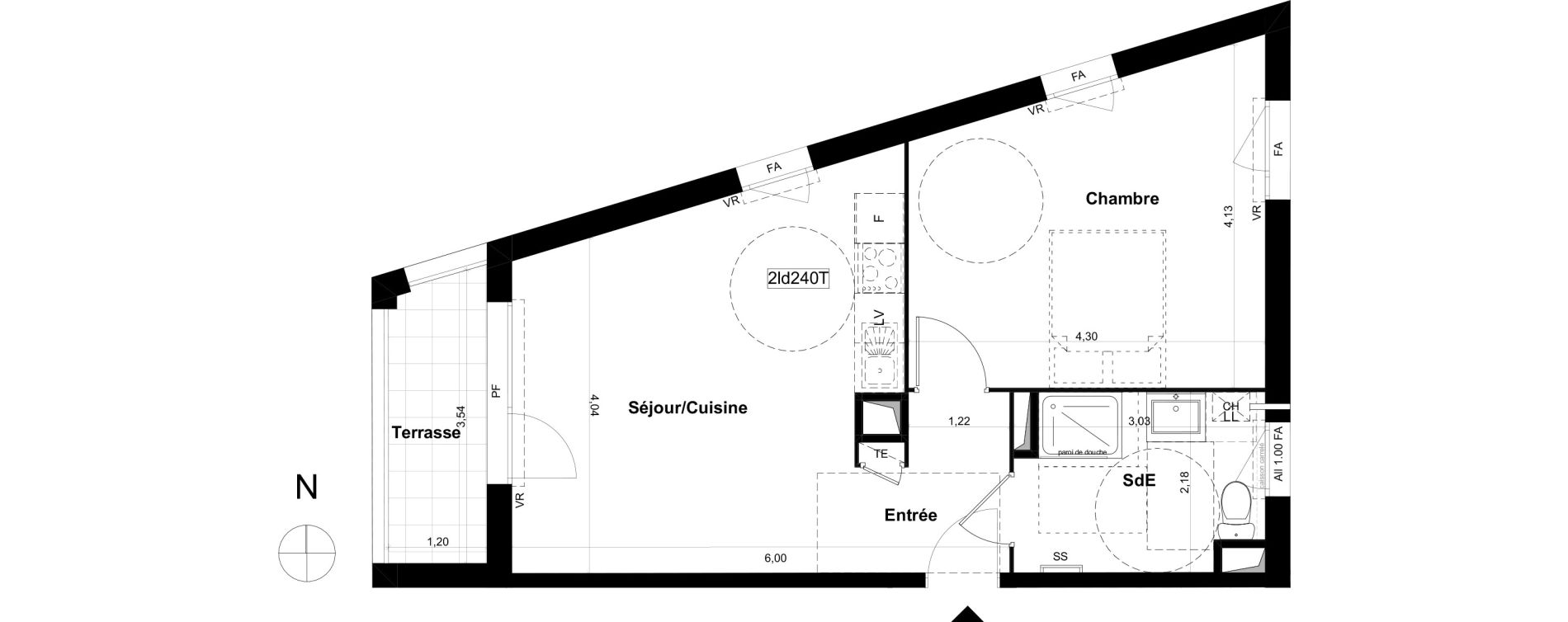 Appartement T2 de 44,94 m2 &agrave; V&eacute;nissieux Grand parilly