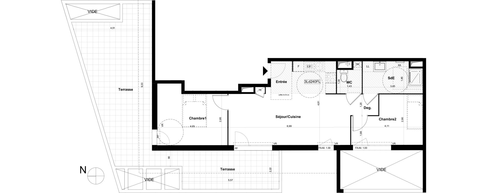 Appartement T3 de 60,52 m2 &agrave; V&eacute;nissieux Grand parilly