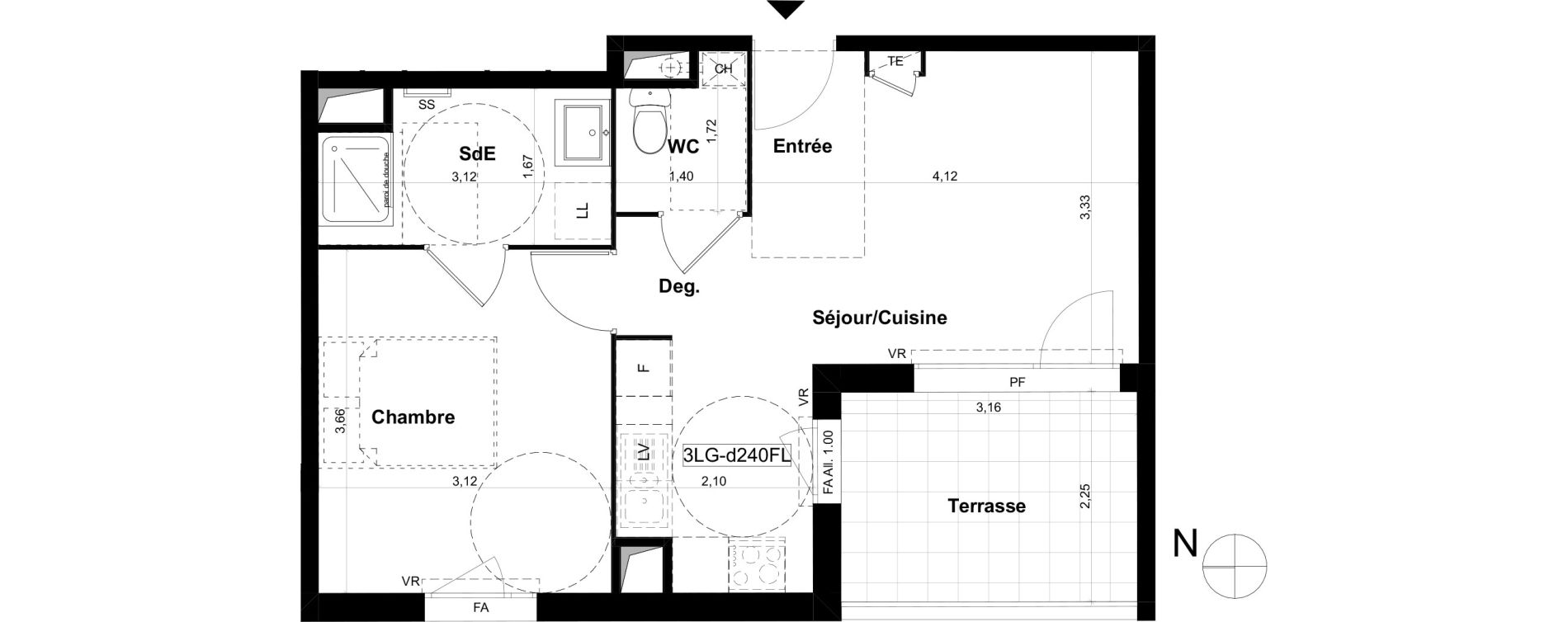 Appartement T2 de 38,78 m2 &agrave; V&eacute;nissieux Grand parilly