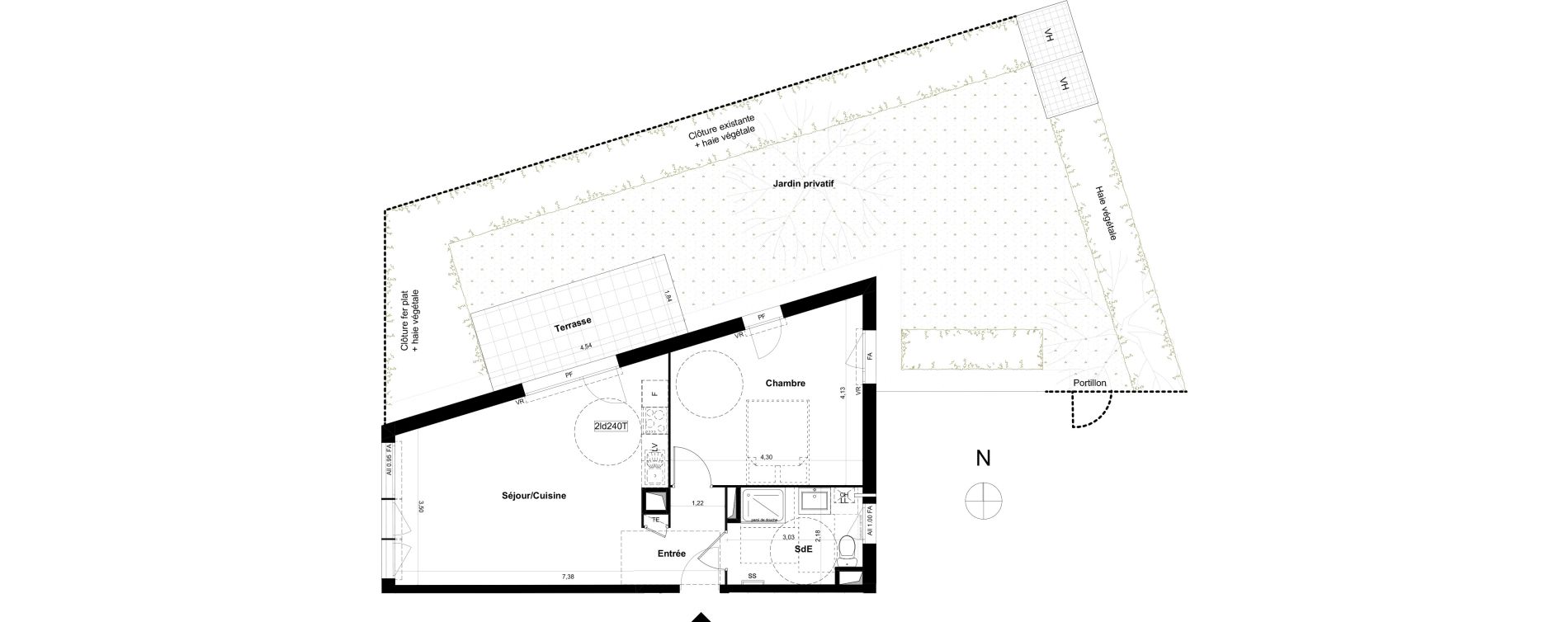 Appartement T2 de 49,86 m2 &agrave; V&eacute;nissieux Grand parilly