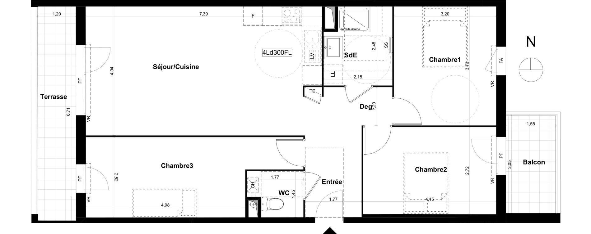 Appartement T4 de 82,01 m2 &agrave; V&eacute;nissieux Grand parilly