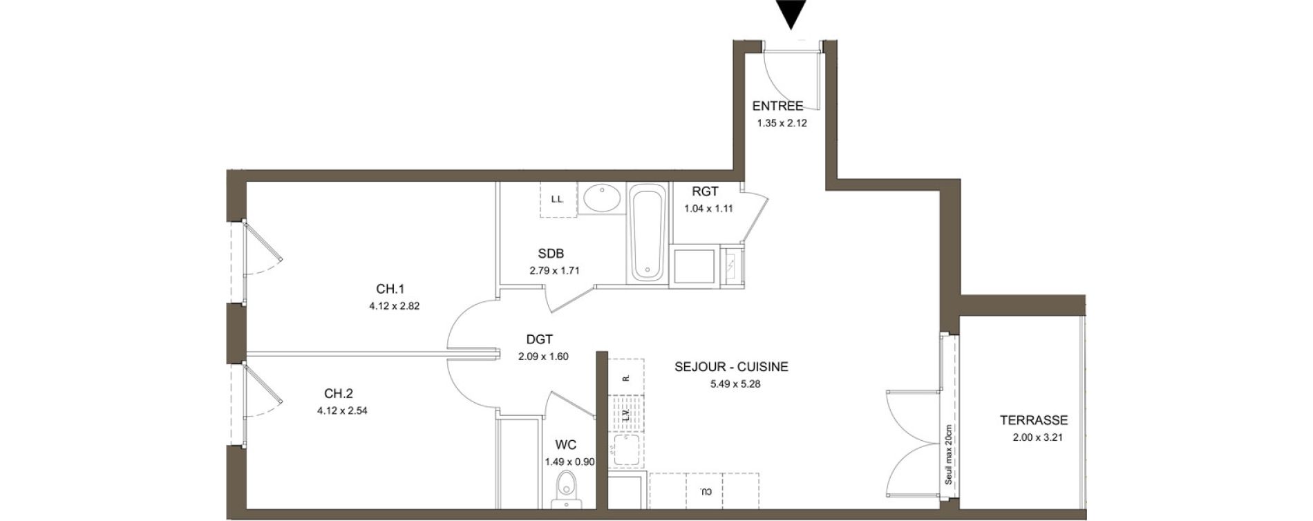 Appartement T3 de 61,70 m2 &agrave; V&eacute;nissieux Moulin a vent