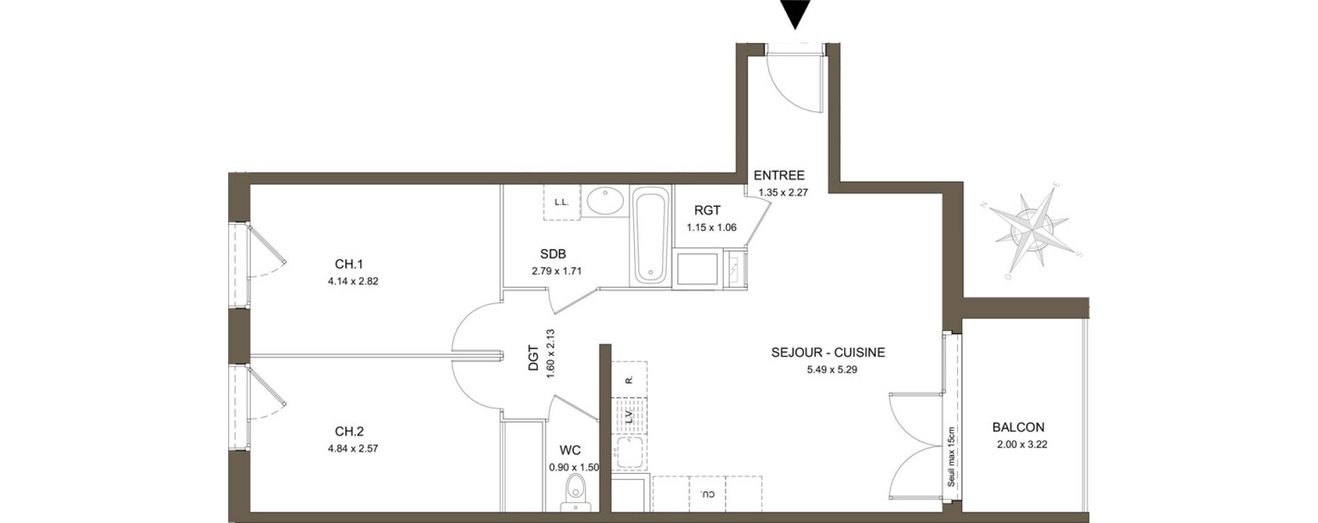Appartement T3 de 62,15 m2 &agrave; V&eacute;nissieux Moulin a vent